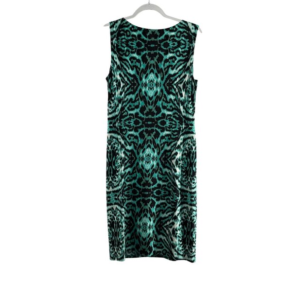 Anne Klein Sleeveless Green Black Animal Print Midi Dress Size 10 Jungle Leopard - Picture 8 of 8